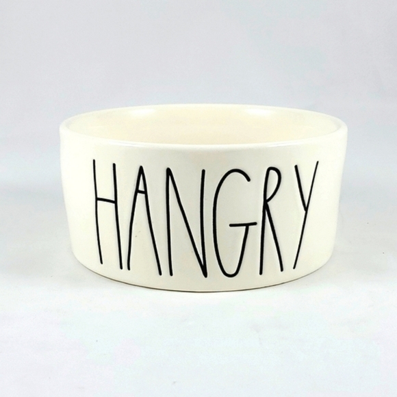 Rae Dunn White  Dog Bowl Large Letters HANGRY Artisan Collection Ceramic - Picture 1 of 6